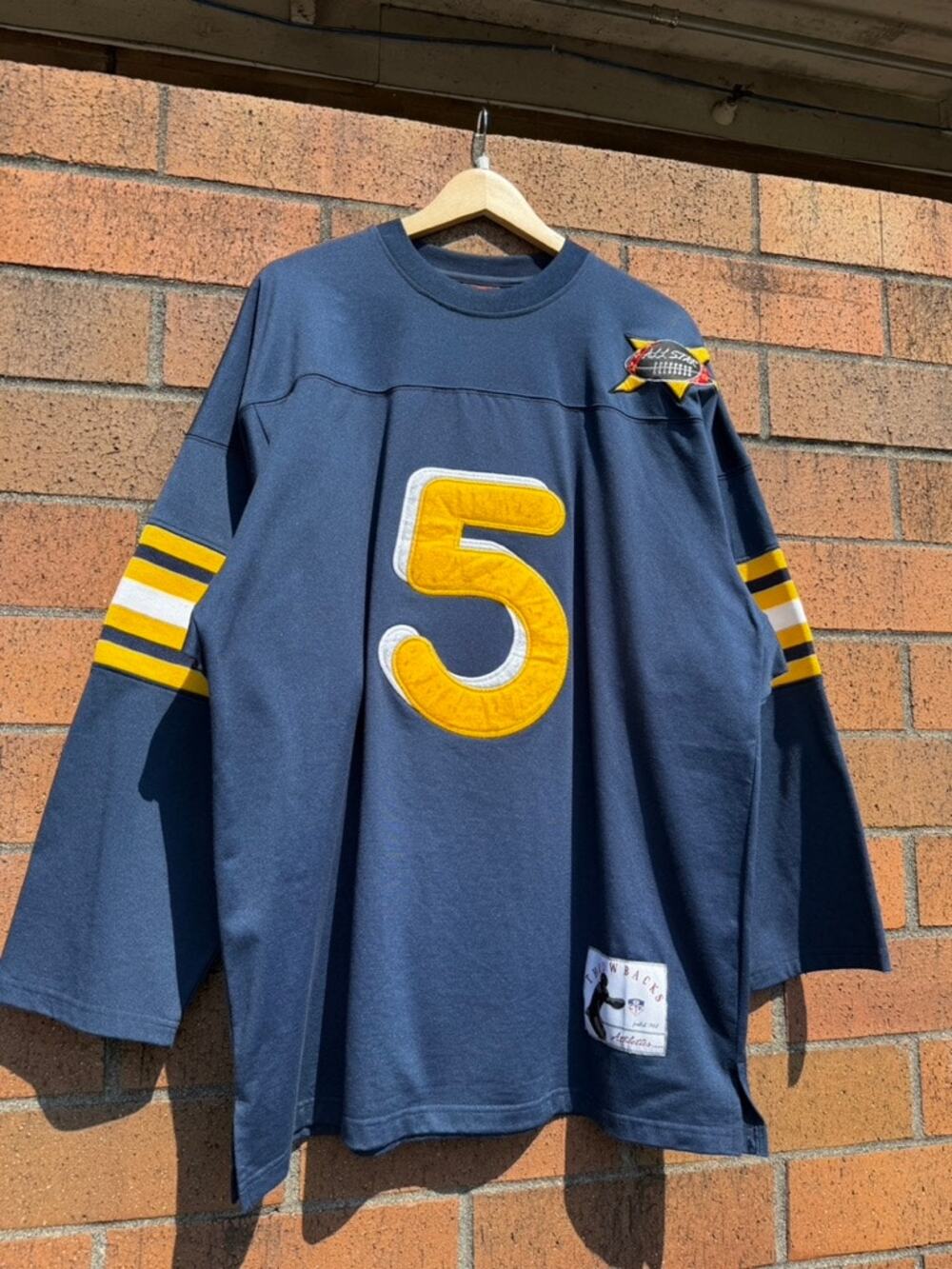 Y2K Cybertek #5 Vintage Navy Blue Yellow NFL Football Throwbacks All Star Jersey